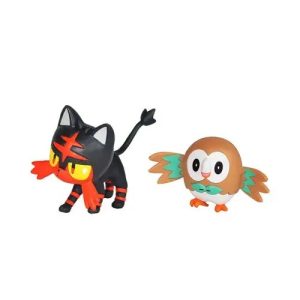 Jazwares - Battle Figure 2-Pack Games: Nintendo - Pokemon - Rowlet & Litten