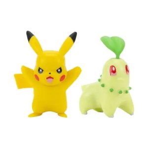Jazwares - Battle Figure 2-Pack Games: Nintendo - Pokemon - Pikachu & Chikorita (95007)