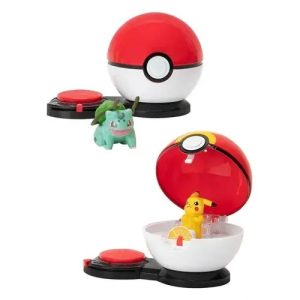 Jazwares - Surprise Attack Games: Nintendo - Pokemon - Featuring Pikachu & Bulbasaur with 2 Surprise Attack Balls & 6 Attack Disks (2474)