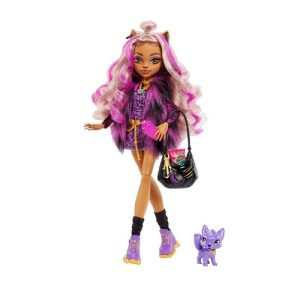 Mattel - Monster High Toys: Clawdeen Wolf Doll With Pet Dog, Purple Streaked Hair