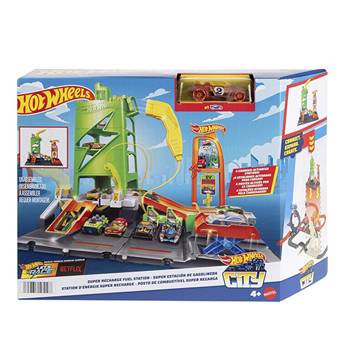 Mattel Hot Wheels City Super Recharge Fuel Station With 1:64 Scale Toy Car - Image 2