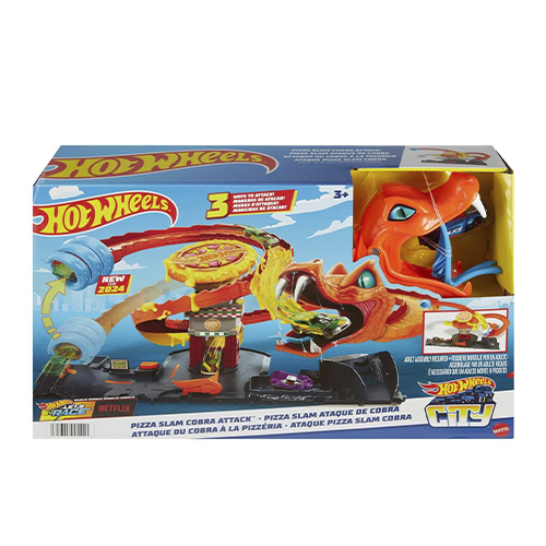 Mattel Hot Wheels City Pizza Slam Cobra Attack Playset With 1:64 Scale Toy Car - Image 2