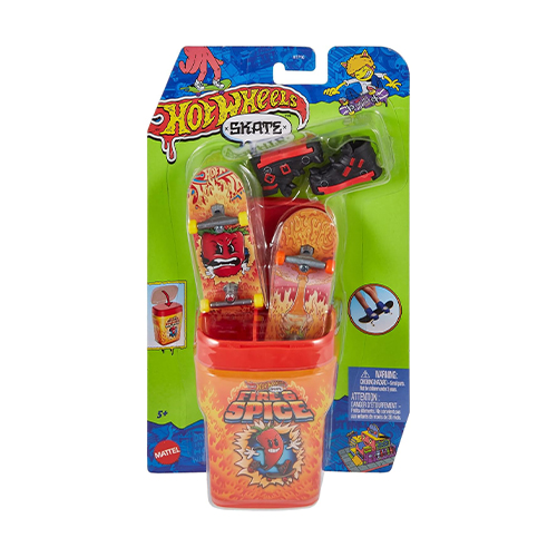 Mattel - Hot Wheels Toys: Skate Flavor Container With 2 Fingerboards & Skate Shoes in Case Fire & Spice - Image 2