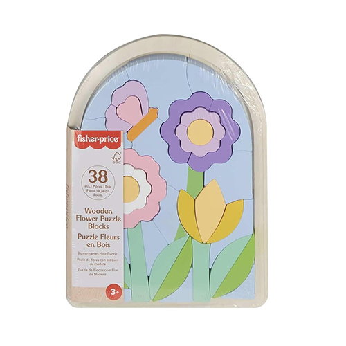 Mattel Fisher-Price Wooden Flower Puzzle Blocks For Preschool Kids, 38 Wood Pieces - Image 2