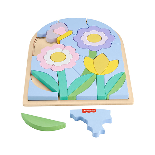 Mattel Fisher-Price Wooden Flower Puzzle Blocks For Preschool Kids, 38 Wood Pieces