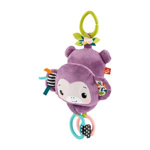 Mattel Fisher-Price Sing & Go Purple Monkey Plush Baby Stroller Sensory Toy For Newborns