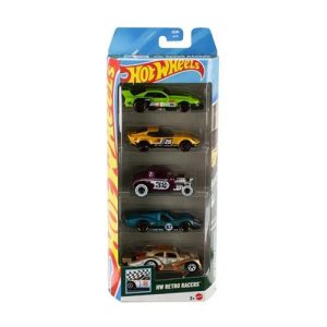 Mattel Hot Wheels Retro Racers 5-Pack (El Segundo Coupe, GT-Scrocher, '32 Ford Vplswagen Kafer Racer & 1967 Ford GT40 Mk.Iv) (JBJ86)