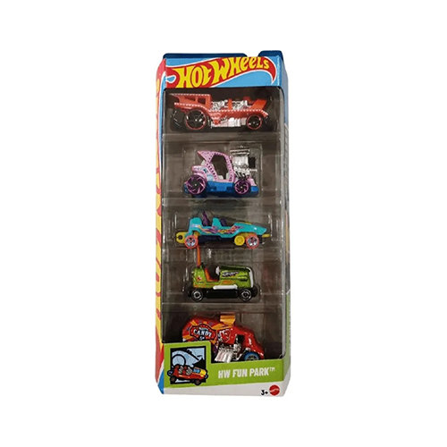 Mattel Hot Wheels HW Fun Park 5-Pack (Bumb Around, Loopster, Cool-One, Loco Motorin & Tee'd Off 2) (JBJ88)