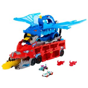 Mattel Hot Wheels City Hot Wheels Ultimate Dual Dragon Transporter & 2 1:64 Scale Toy Cars