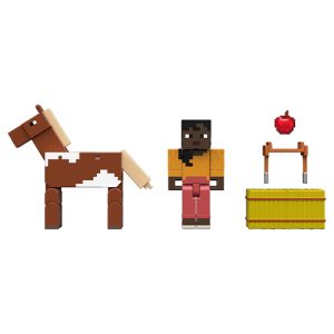 Mattel Minecraft Action Figures & Accessories 2-Pack Horse Jockey & Makena 3.25-inch Scale (JCN57)