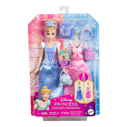 Disney Princess 2-In-1 Stories Cinderella Fashion Doll With 2 Snap-On Bodices, 2 Skirts & 9 Accessories - Image 2