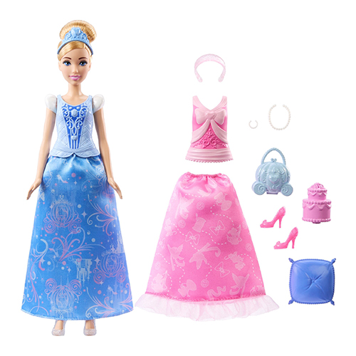 Disney Princess 2-In-1 Stories Cinderella Fashion Doll With 2 Snap-On Bodices, 2 Skirts & 9 Accessories - Image 3