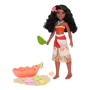 Mattel Disney Princess Ocean Friends Moana Doll With Moldable Sand, Animal Friend & 8 Accessories