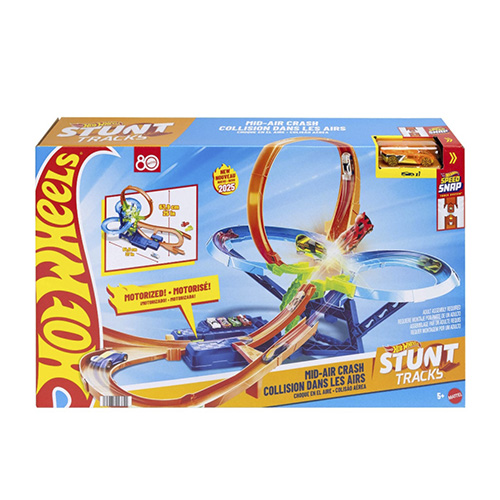 Mattel Hot Wheels Stunt Tracks Mid-Air Crash Playset With 1:64 Scale Die-Cast Toy Car & Motorized Booster - Image 2