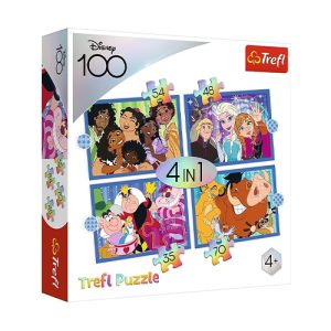 Trefl - Puzzle Cartoon Animation: Disney 100 The Happy World of Disney 4In1 (207 PCS)