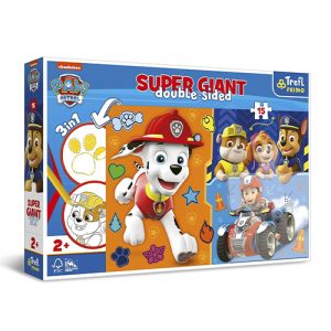Trefl - Puzzle Cartoon Animation: Nickelodeon - Paw Patrol - Super Giant Double-Sided 3In1 - Meet The Paw Patrol (15 PCS)