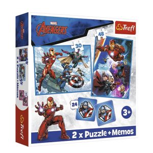 Trefl Puzzle - Super Heroes: Marvel - The Avengers Heroes in the Action 2In1 & Memos (102 PCS)