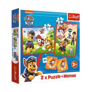 Trefl - Puzzle Cartoon Animation: Nickelodeon - Paw Patrol - Team in Action 2In1 & Memos (102 PCS)