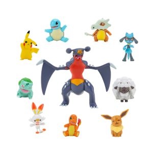 Jazwares - Battle Figure Multipack Games: Nintendo - Pokemon (Bulbasaur- Charmander- Squirtle- Pikachu- Eevee- Garchomp- Cubone- Scorbunny- Wooloo- Rioulu) 10-Pack