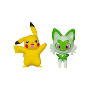 Jazwares - Battle Figure 2-Pack Games: Nintendo - Pokemon - Pikachu & Sprigatito (Generation Ix) (PKW3355)