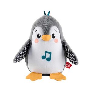 Mattel Fisher-Price Plush Tummy Time Toy, Flap & Wobble Penguin, Newborn Musical Toy