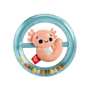 Mattel Fisher-Price Animal Themed Baby Toy Collection, Teether Rattle & Clacker For Newborns, Styles May Vary Shake & Spin Axolotl (HRB19)