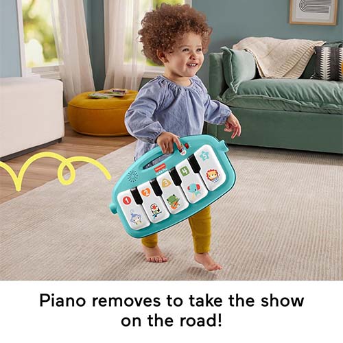 Mattel Fisher-Price Baby Activity Grow Kick & Play Piano Gym, Portable Musical Toy with Smart Stages Learning - Blue - Image 6