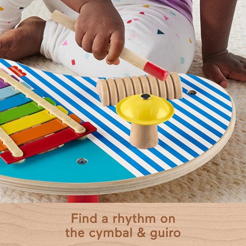 Mattel Fisher-Price Wooden Musical Table With Percussion Instrument Toys, 3 Wood Pieces - Image 3