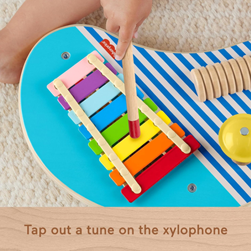 Mattel Fisher-Price Wooden Musical Table With Percussion Instrument Toys, 3 Wood Pieces - Image 4