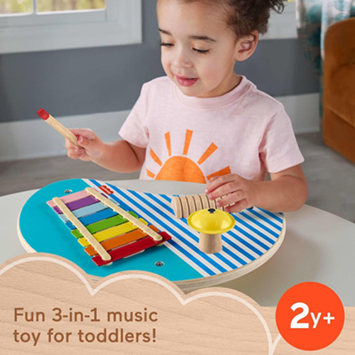 Mattel Fisher-Price Wooden Musical Table With Percussion Instrument Toys, 3 Wood Pieces - Image 5