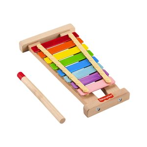 Mattel Fisher-Price Wooden Xylophone, Musical Instrument Toy For Toddlers, 2 Wood Pieces