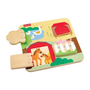 Mattel Fisher-Price Wooden Farm Animal Board Busy Activity Toy For Baby & Toddler, 1 Wood Piece