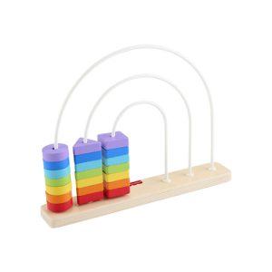 Mattel Fisher-Price Baby Educational Toy Wooden Rainbow Bead Bar Maze, Colorful Developmental Activity