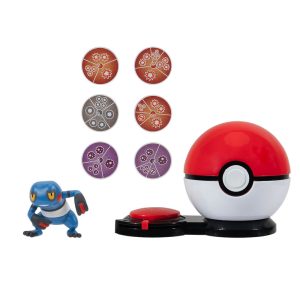 Jazwares - Surprise Attack Games: Nintendo - Pokemon - Croagunk with Poke Ball & 6 Attack Disks (2724)