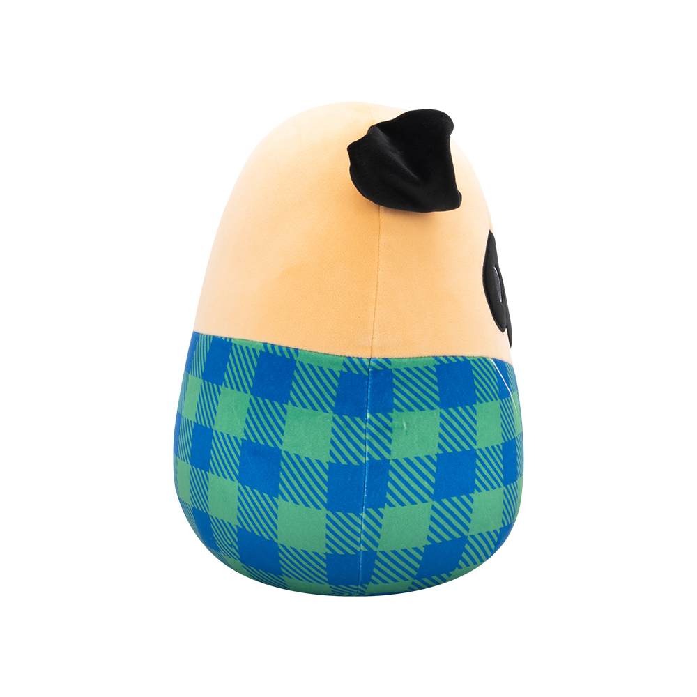 Jazwares Squishmallows - Core: Buddy Squad - Brown Pug in Green and Blue Flannel Shirt - Prince (12 Inch) - Image 2