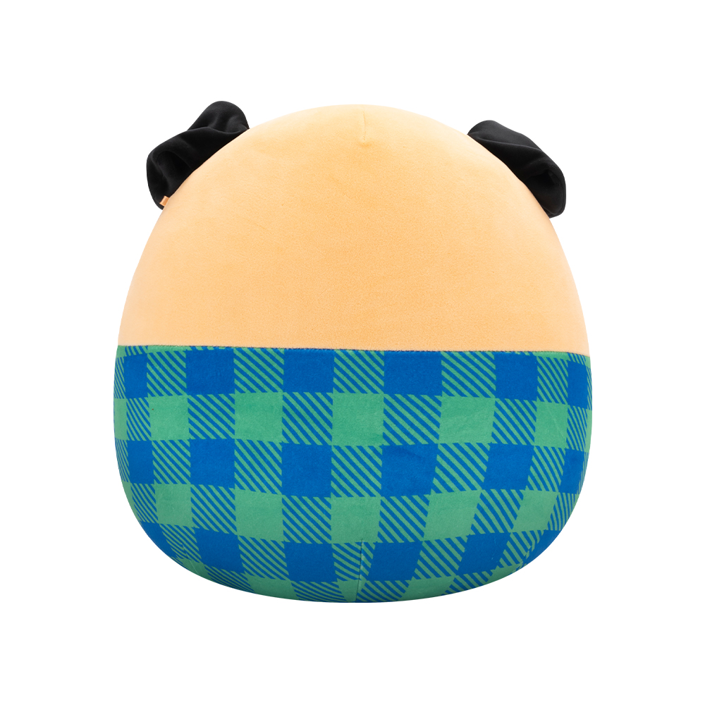 Jazwares Squishmallows - Core: Buddy Squad - Brown Pug in Green and Blue Flannel Shirt - Prince (12 Inch) - Image 3