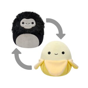 Jazwares Squishmallows - Flip-A-Mallows: Wildlife Squad / Food Squad - Yellow Banana Junie Flip to Black Gorilla Aron (5 Inch)