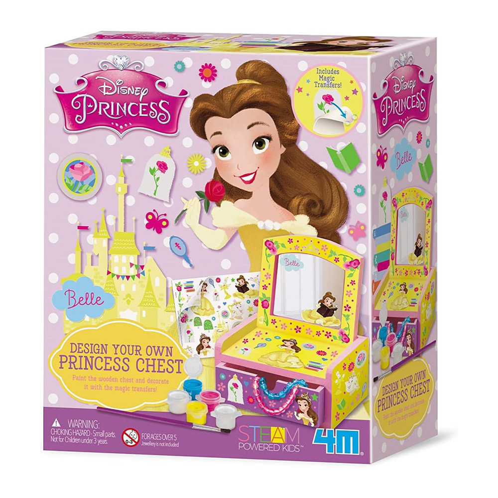 4M - Steam Powered Kids Cartoon Animation: Disney Princess - The Beauty & The Beast - Belle Wooden Mirror Chest - Image 2