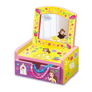 4M - Steam Powered Kids Cartoon Animation: Disney Princess - The Beauty & The Beast - Belle Wooden Mirror Chest