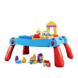 Mattel MEGA BLOKS First Builders Build ‘n Learn Table Block Toy With Storage (30 Pieces) For Toddler