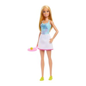 Mattel Barbie Career Doll Tennis Player Doll (12 inches) with Cute Tennis Outfit with Shirt & Skirt, Tennis Racket & Tennis Ball Accessories