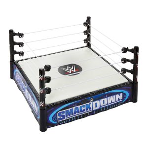 Mattel WWE Superstar Ring With 2-Event Labels For Smack Down & Raw, Spring-Loaded With Elastic Ring Ropes
