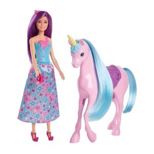 Mattel Barbie Doll & Unicorn Fantasy Playset, Magical Adventure