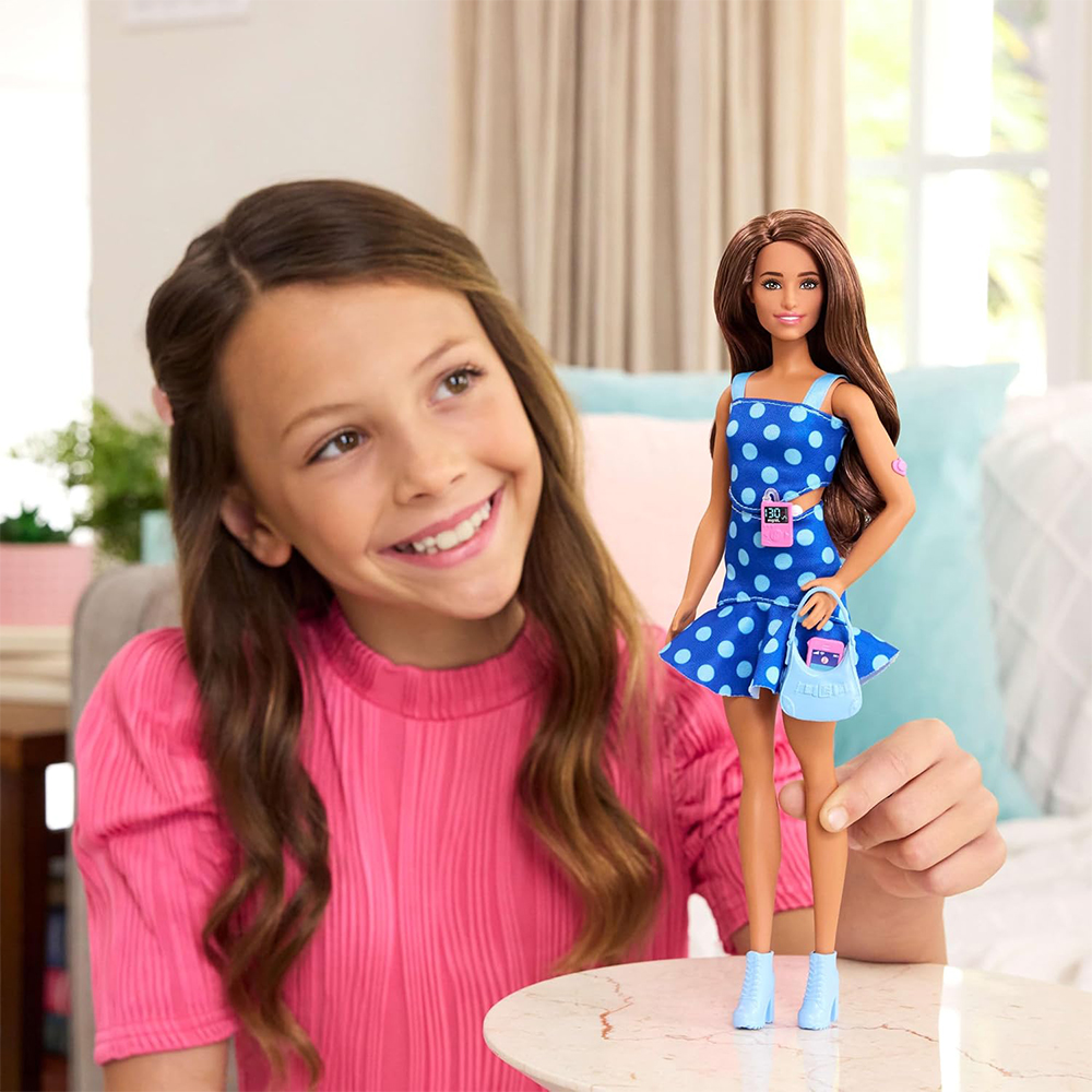 Mattel Barbie Fashionistas Doll With Type 1 Diabetes in Polka Dot Outfit - Image 6