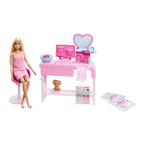 Mattel Barbie Face Mask Toy Playset & Doll With 10+ Spa Accessories Including 3 Powder Packs To Make Dough Masks