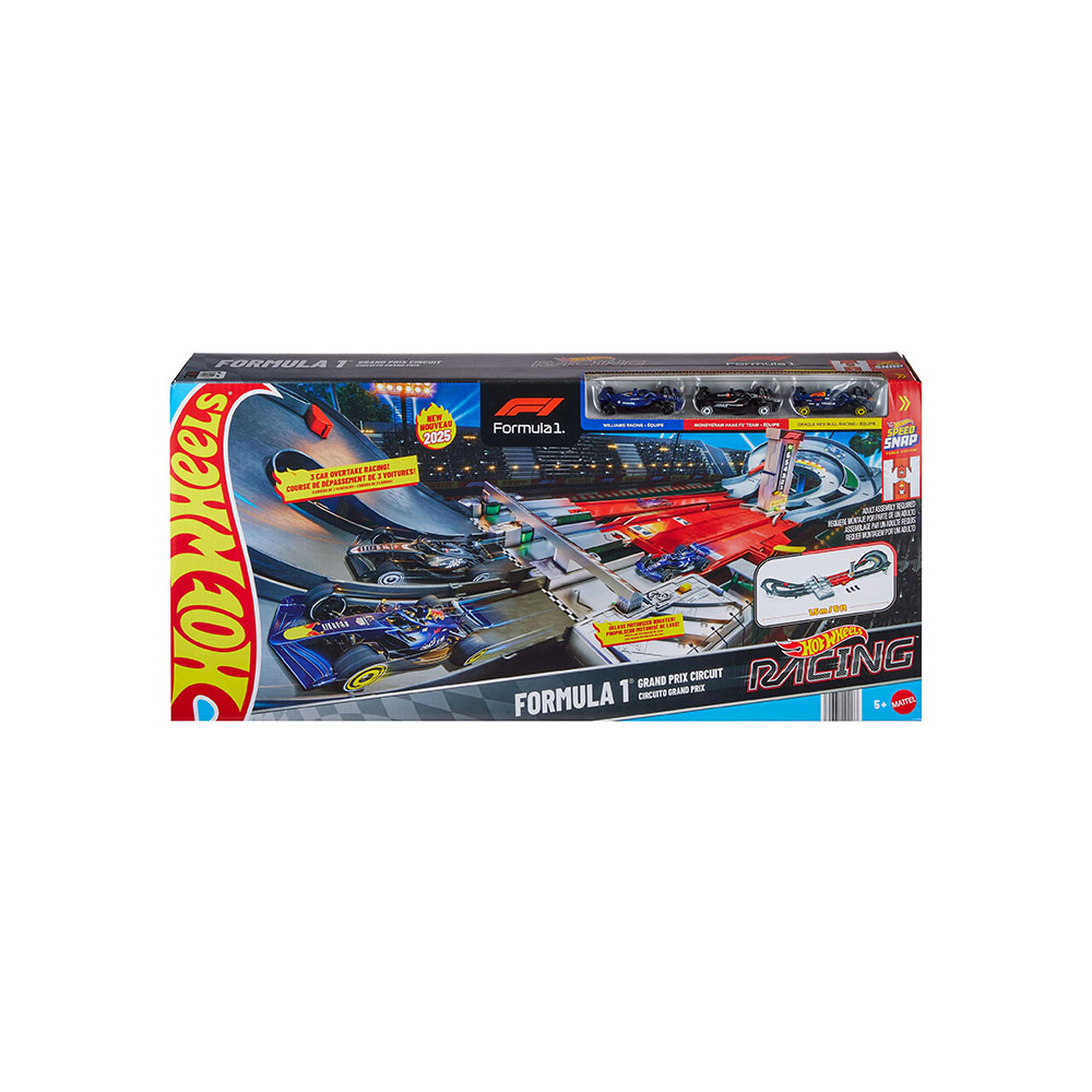 Mattel Hot Wheels Race Formula 1 Grand Prix Circuit Track Set With 3 1:64 Scale Die-Cast Toy Cars - Image 2
