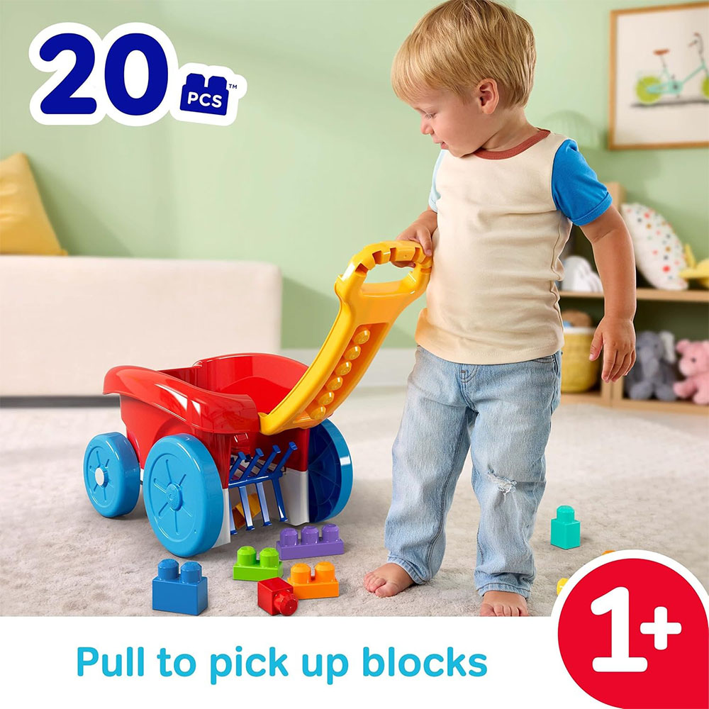 Mattel MEGA BLOKS Fisher-Price First Builders Block Scooping Wagon With Storage (20 Pieces) For Toddlers - Image 4