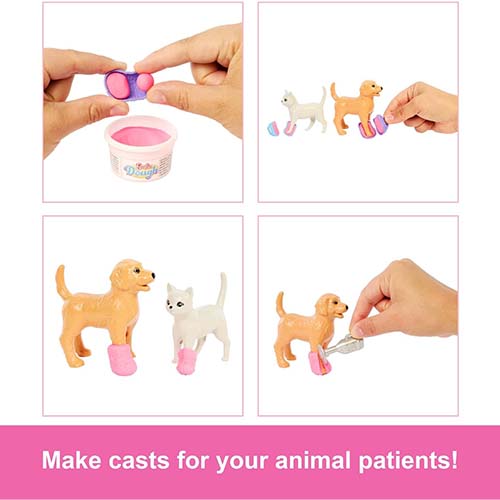 Mattel Barbie Fast Cast Veterinarian Clinic Playset with Pink Colored Hair Fashion Doll, Vet Furniture & 10+ Accessories Including Molds & Dough for Bandages - Image 3