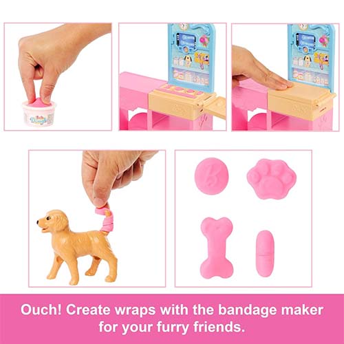 Mattel Barbie Fast Cast Veterinarian Clinic Playset with Pink Colored Hair Fashion Doll, Vet Furniture & 10+ Accessories Including Molds & Dough for Bandages - Image 4