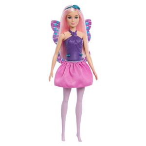 Mattel Barbie Dreamtopia Fairy Doll with Purple Butterfly-Inspired Bodice, Removable Pink Skirt & Radiant Pink & Purple Hair